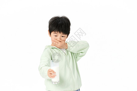 儿童营养均衡不爱喝牛奶的小男孩背景