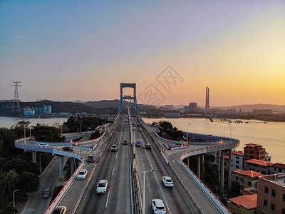 广东汕头海湾大桥日落高清图片