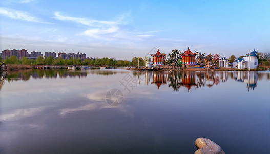 南湖湿地呼和浩特城市公园景观背景