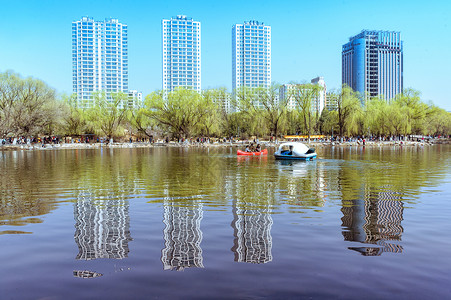 南湖湿地呼和浩特城市公园景观背景