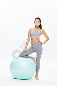 蓝色电光能量球女性瘦身运动瑜伽球锻炼背景