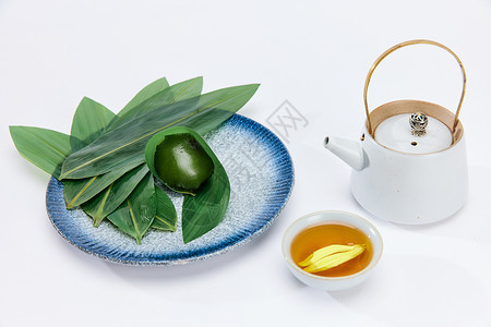 中国传统茶饮清明节青团静物茶饮背景