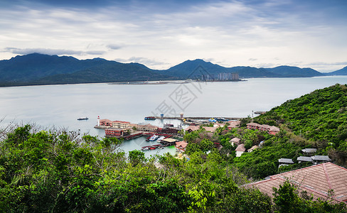 陵水分界洲岛海南陵水5A景区分界洲岛海岛渔人码头背景