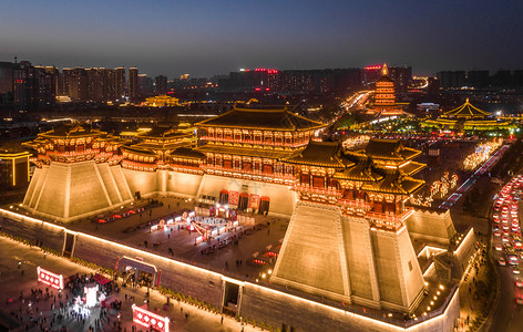 洛阳应天门景区航拍背景