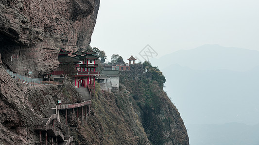 悬空建筑悬空古刹灵通寺背景