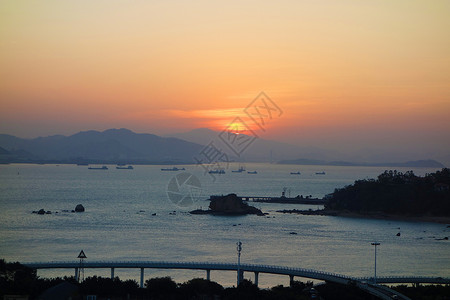 漳州港海边落日背景