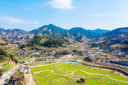 华安大地土楼群背景