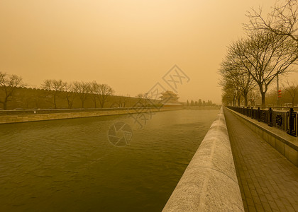 北京天气沙尘暴紫禁城故宫背景