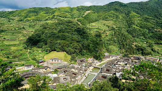 福建山林福建南靖永定土楼八卦阵太极图背景