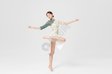 古典东方旗袍美女舞者跳舞中国风旗袍美女舞者背景