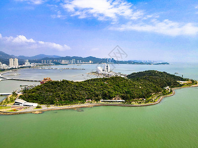 航拍珠海海上野狸岛背景