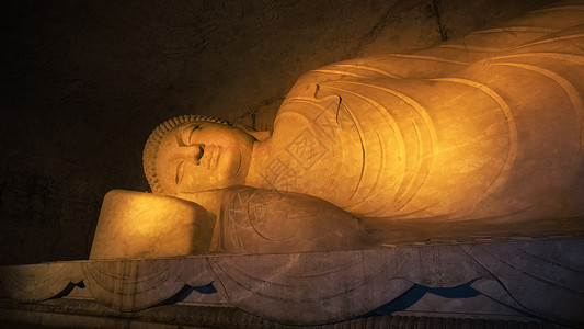 浙江新昌天台宗大佛寺亚洲最大的卧佛高清图片