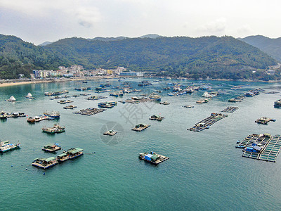 航拍海鲜养殖基地背景图片