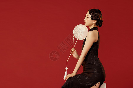古风气球素材古典旗袍美女舞者体态背景
