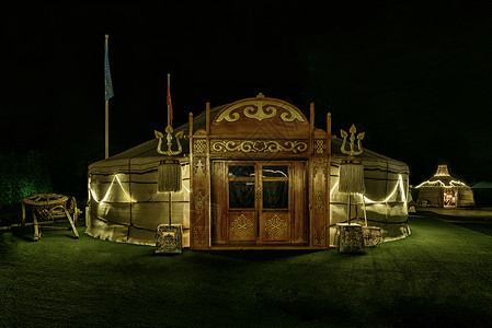 蒙古包夜色背景图片