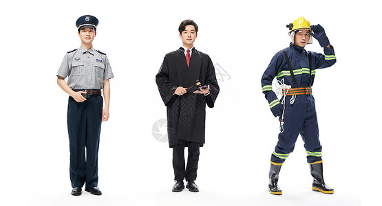 职业消防员五一劳动节男性多职业形象背景