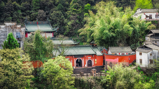 中华寺庙建筑休宁齐云山月华街道教建筑背景