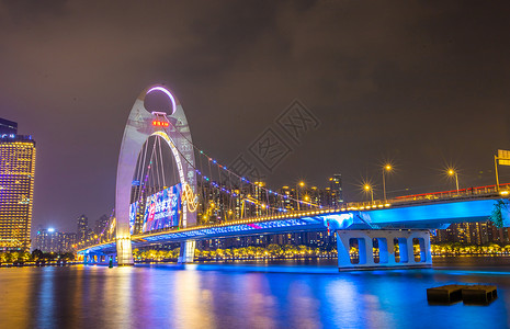 广州猎德大桥广州珠江新城夜景航拍背景