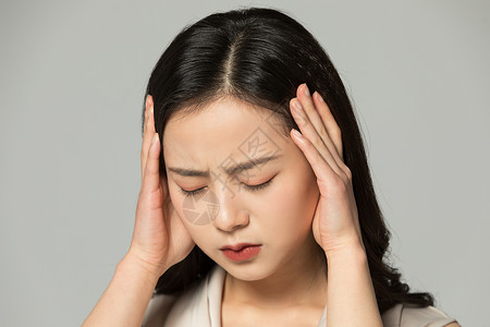 居家女人表现头痛情绪头疼的女性不舒服的人背景