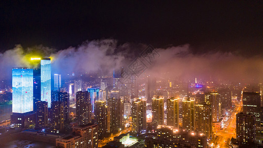 青岛城市风光夜景航拍图片