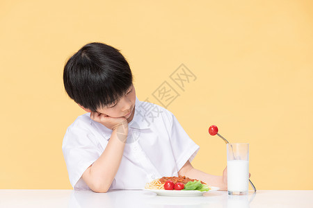 饮食教育可爱小男孩厌食背景
