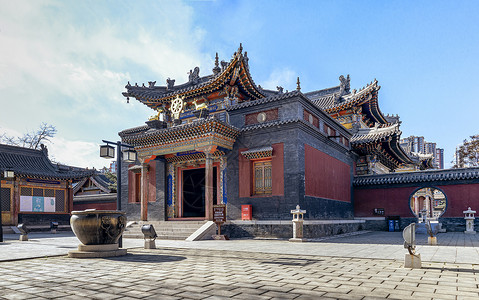 藏传佛经素材呼和浩特五塔寺召春季景观背景
