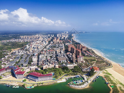 航拍海南琼海著名旅游地博鳌小镇背景图片