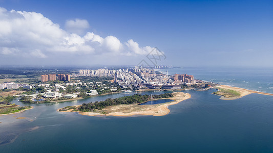 旅游必去地航拍海南琼海著名旅游地博鳌小镇背景