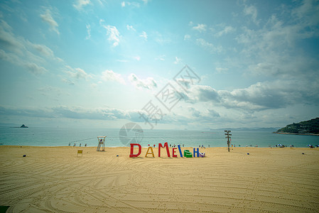 深圳大梅沙旅游区海滩礁石背景图片