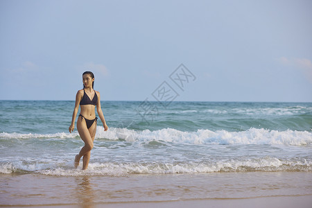 海边性感比基尼美女背景图片