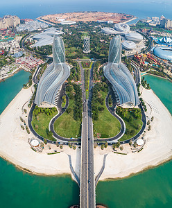 海南瞻洲市海花岛双子塔酒店背景