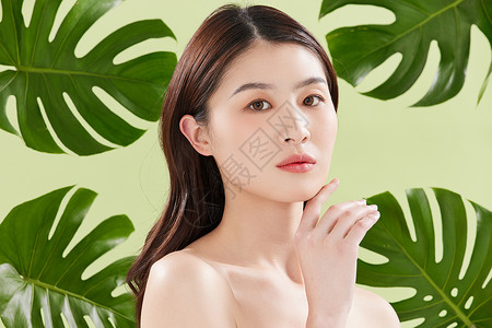 夏日植物美妆护肤女性背景图片