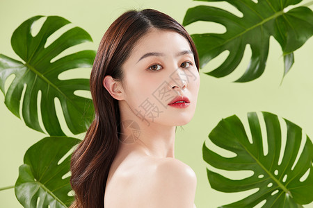 夏日植物美妆护肤女性背景图片