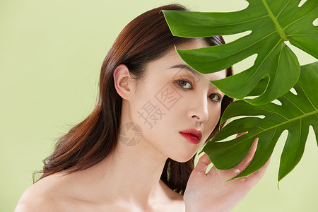 夏日植物美妆护肤女性高清图片