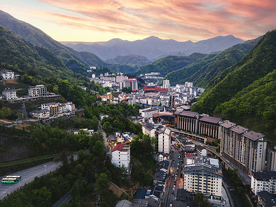 湖北神农架林区木鱼镇全景航拍图片