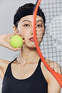 年轻活力网球美女背景图片