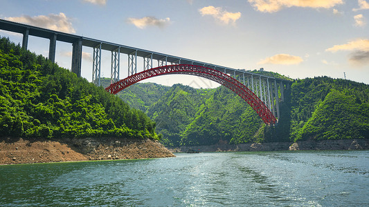 重庆巫山小三峡建设中的桥梁背景图片
