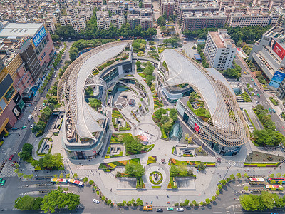 重庆市天线环影航拍广州地标天环广场背景