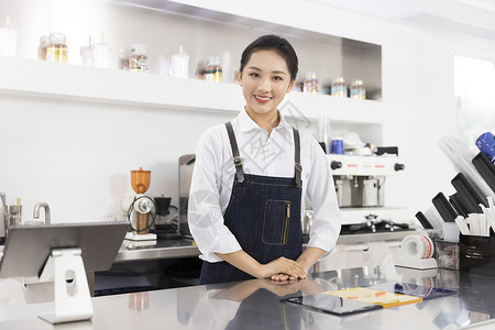 饮品店青年女性服务员形象饮品店女性服务员职业形象背景