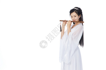 吹笛子的中国风古装美女图片