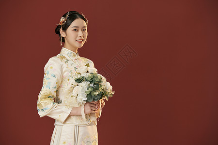 穿秀禾的新娘形象背景图片