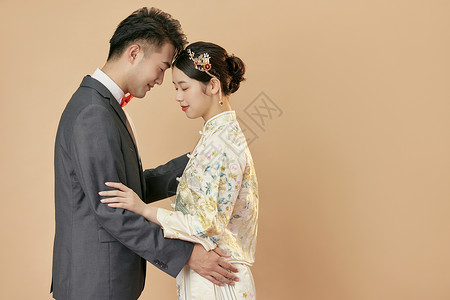 小清古装素材年轻情侣中式婚纱照背景