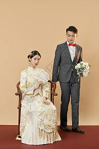 中式传统结婚照图片