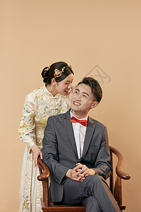 领秀中国年轻情侣甜蜜结婚照背景