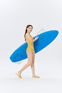 夏日泳装美女与冲浪板图片
