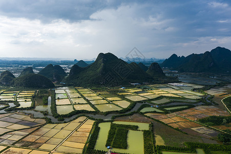 航拍桂林田园风光图片