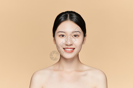 遮眼面容中国人美女美白护肤肌肤保养面部展示背景