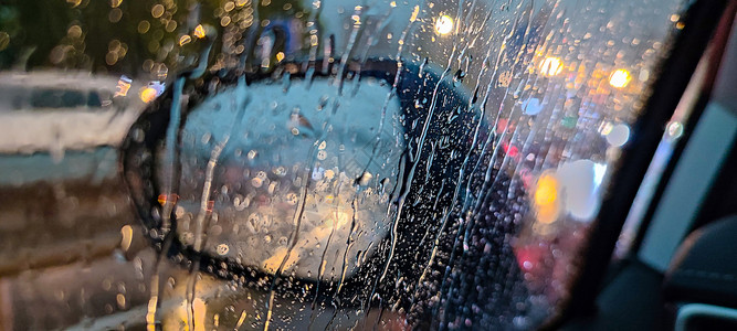 雨夜玻璃下雨天后视镜背景