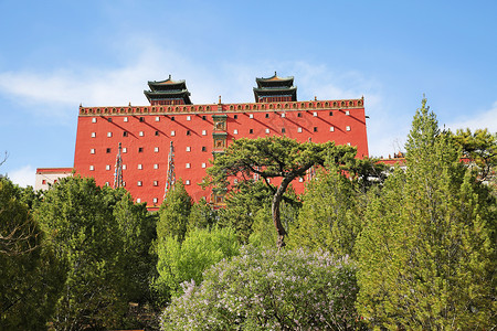 佛教八宗河北5A景区承德小布达拉宫普陀宗乘之庙的大红台背景