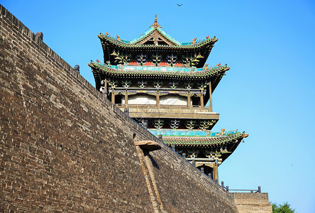 5A景区世界文化遗产平遥古城城楼背景图片